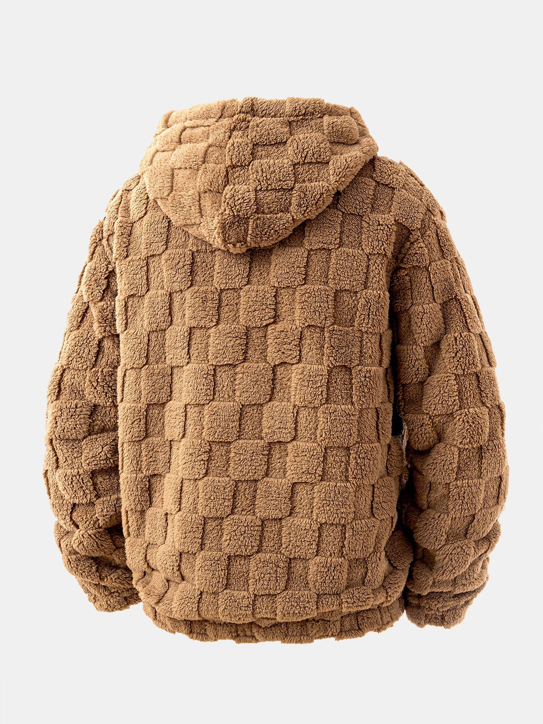 Relax Fit Checkerboard Kangaroo Pocket Teddy Hoodie & Jogger Pants