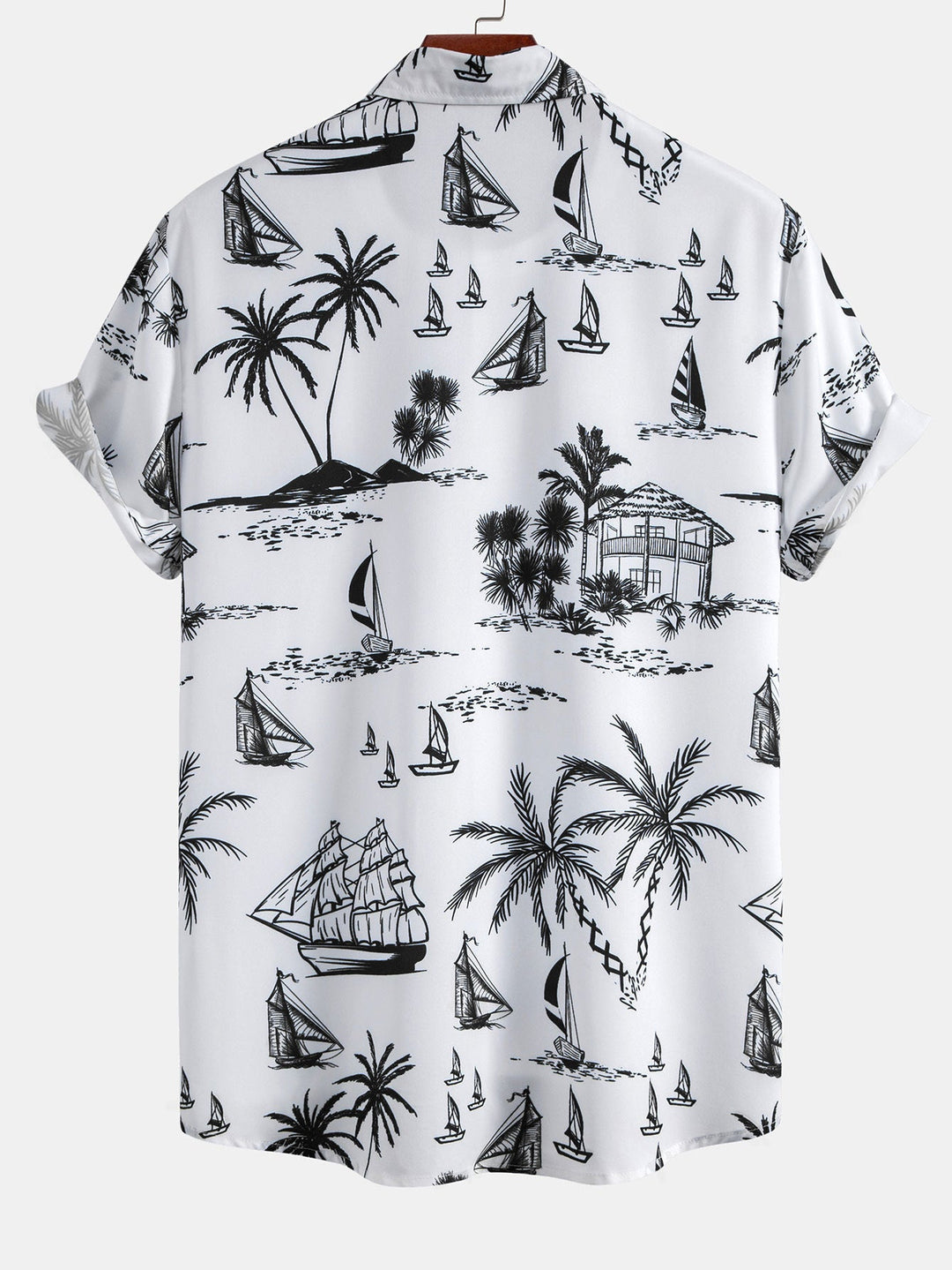 Island Sailing Print Button Up Shirt & Swim Shorts
