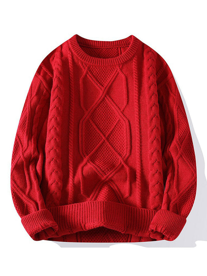 Twist Jacquard Crew Neck Sweater