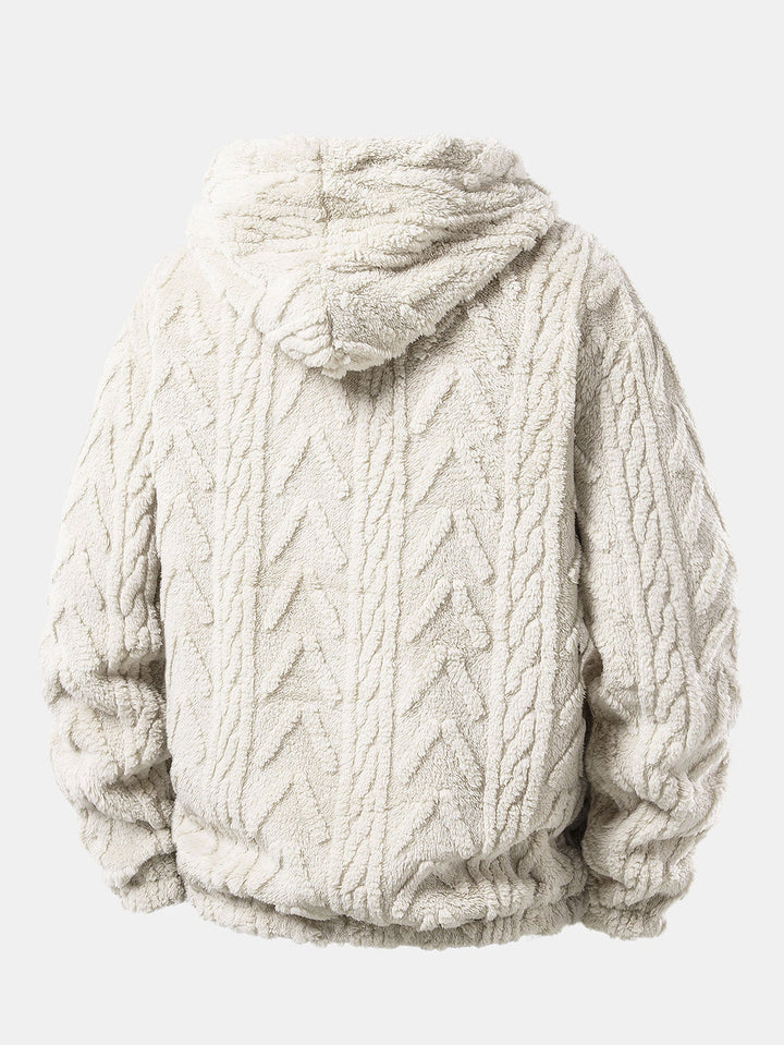 Geometric Jacquard Teddy Hoodie & Jogger Pants