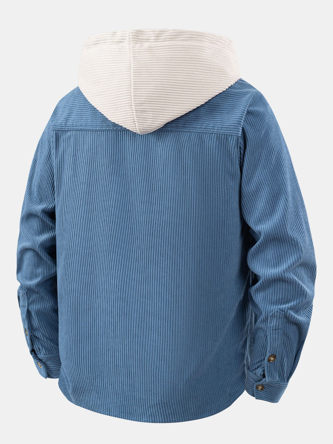 Long Sleeved Contrast Corduroy Hooded Shirt