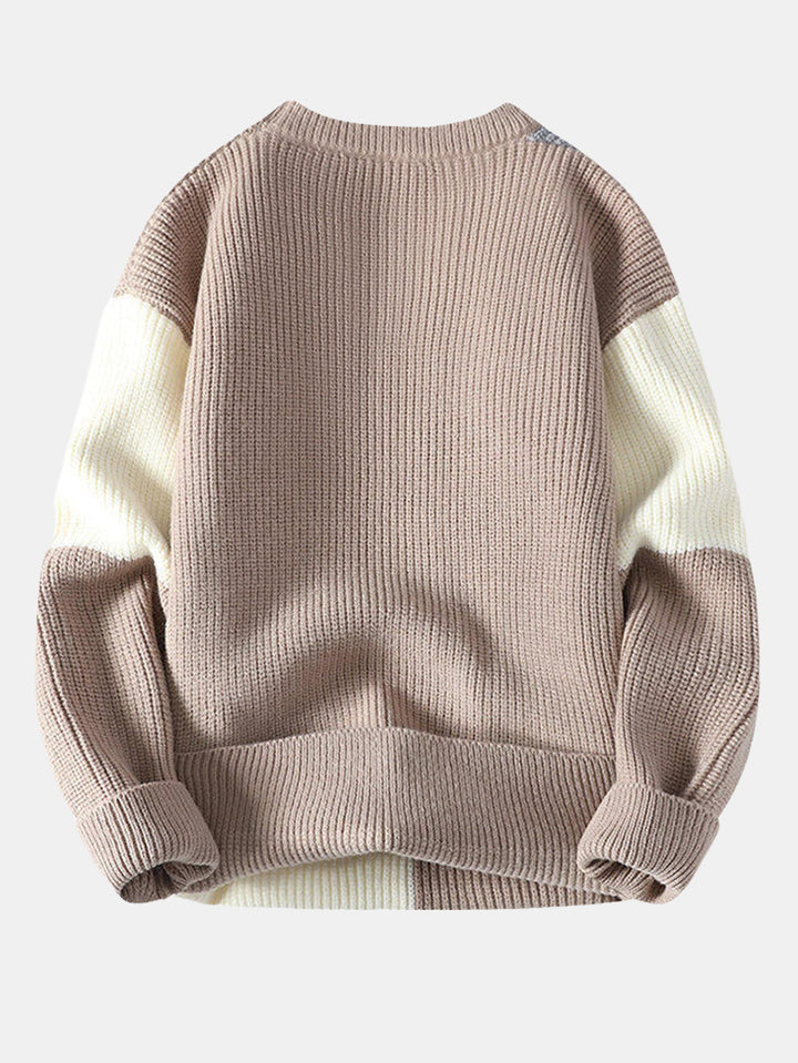 Color Block Crew Neck Sweater