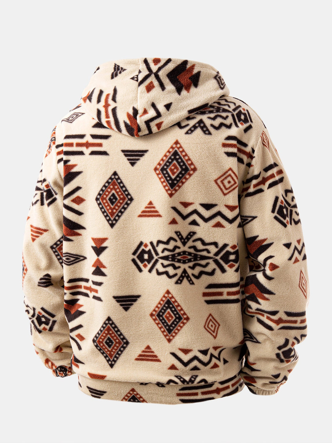 Relax Fit Tribal Geometry Teddy Hoodie & Shorts