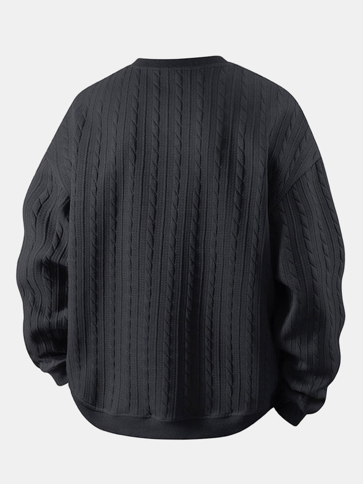 Relax Fit Twist Jacquard Crew Neck Sweatshirt & Twisted Jacquard Straight Leg Pants