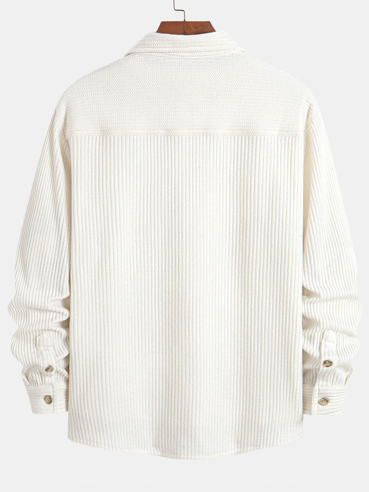 Long Sleeved Waffle Button Up Shirt