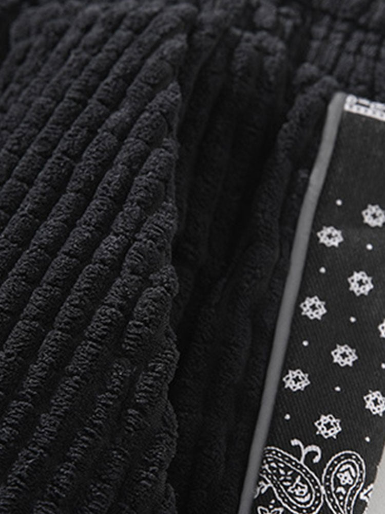 Corduroy Paisley Print Panel Pants