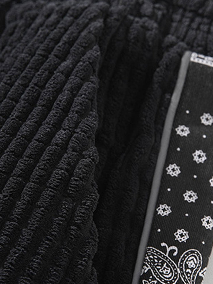 Corduroy Paisley Print Panel Pants