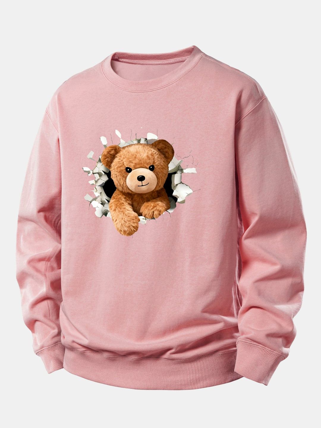 Bear Breaking Through The Wall Print Relax Fit Sweatshirt
