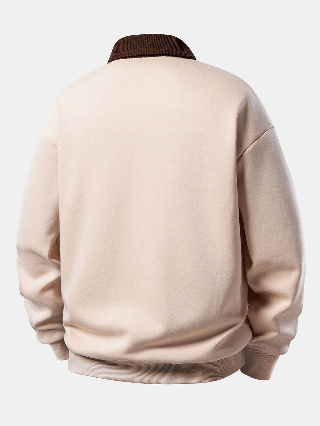 Relax Fit Contrast Corduroy Polo Collar Sweatshirt & Straight Leg Corduroy Pants