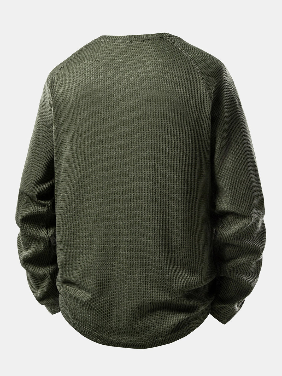 Camisa Henley Waffle com Manga Longa e Barra Arqueada