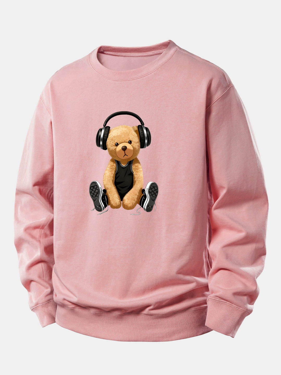 Headphone Bear Print Relax Fit Sweatshirt