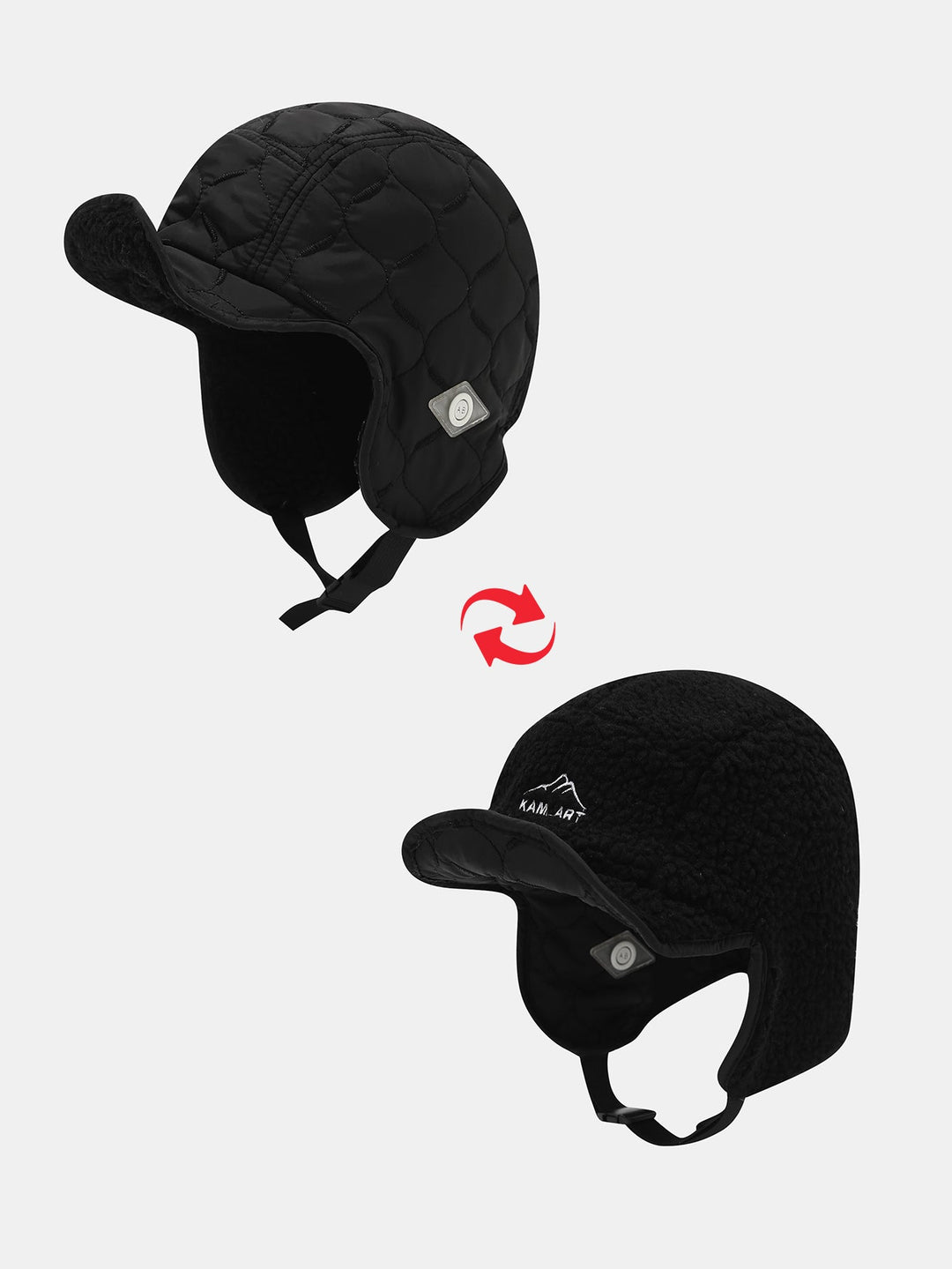 Winter Thickened Plush Warm Earflap Hat Reversible Design For Wearing On Both Sides