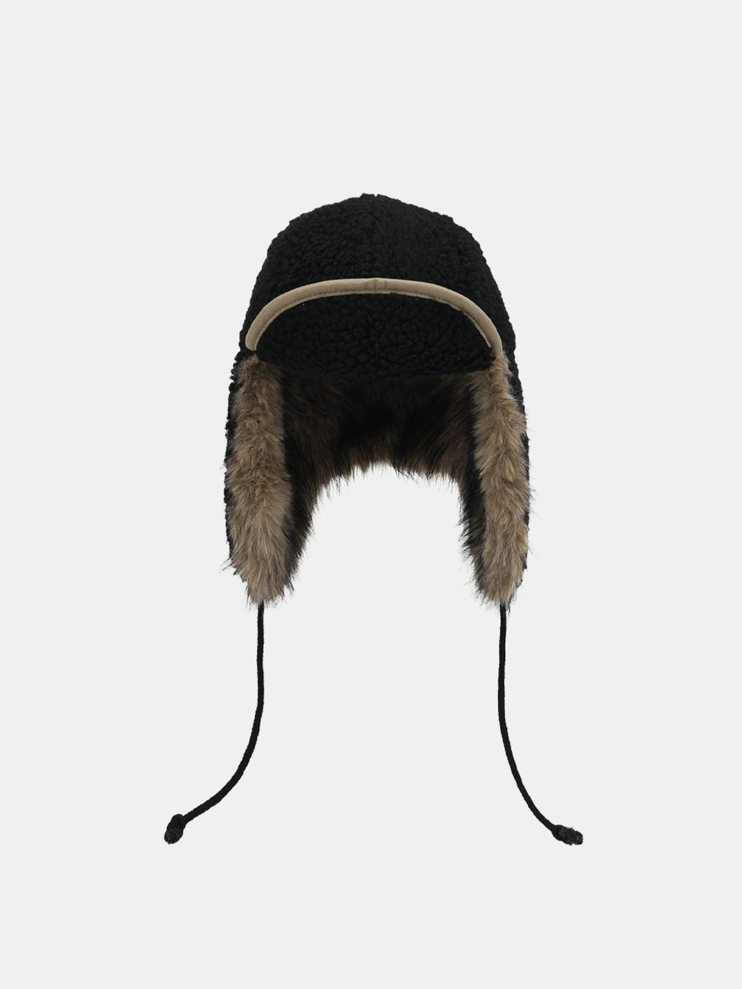 Faux Fur And Lambskin Fleece Patchwork Winter Thickened Warm Earflap Hat