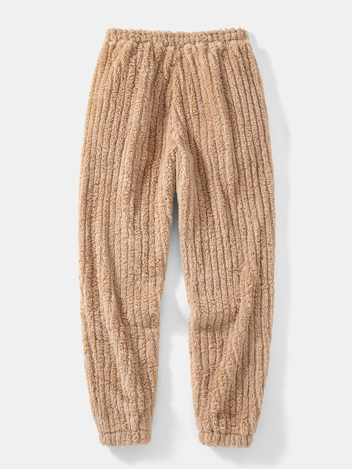 Relax Fit Stripe Kangaroo Pocket Teddy Hoodie & Jogger Pants