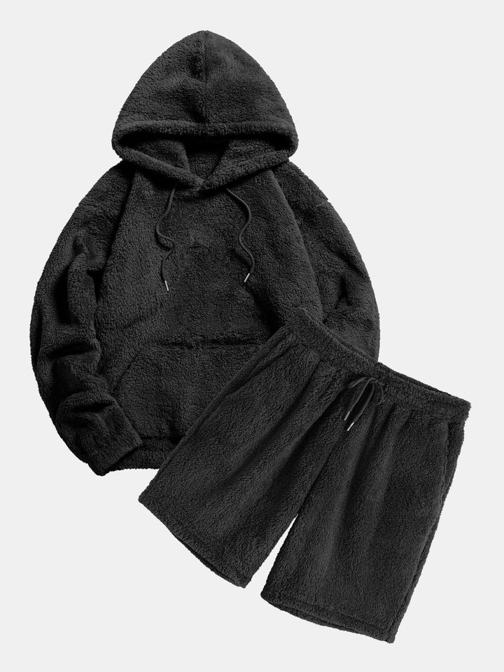 Basic Teddy Hoodie & Teddy Drawstring Shorts