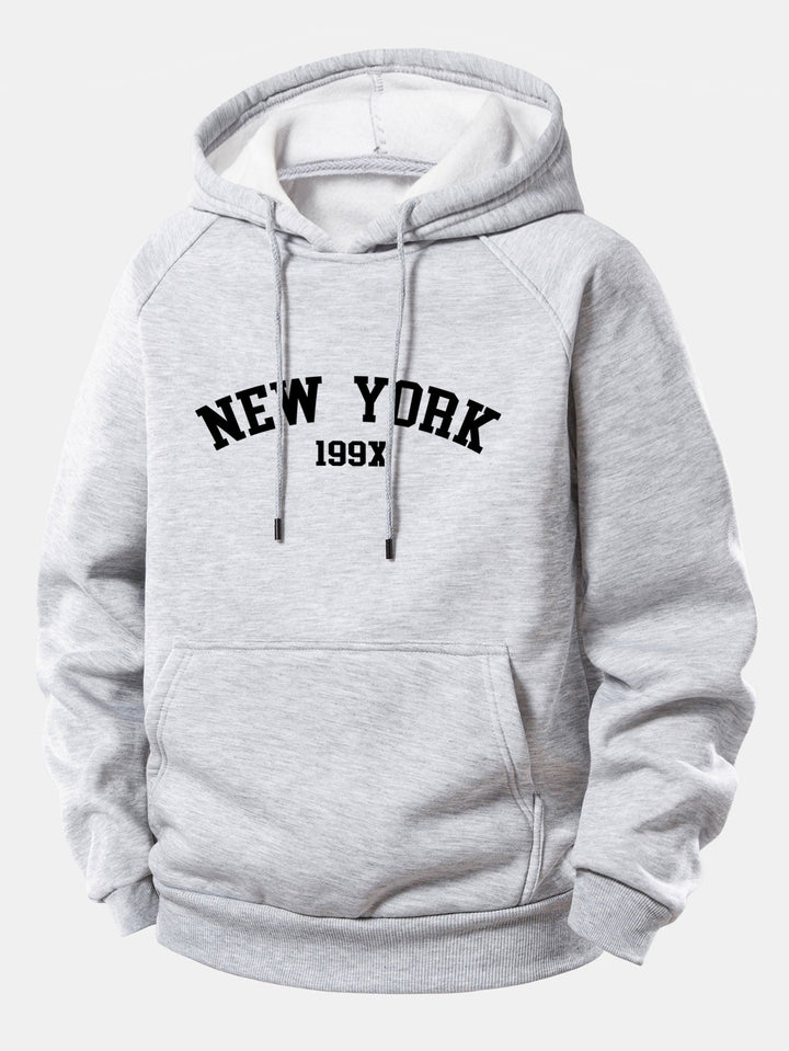 New York Print Drawstring Hoodie