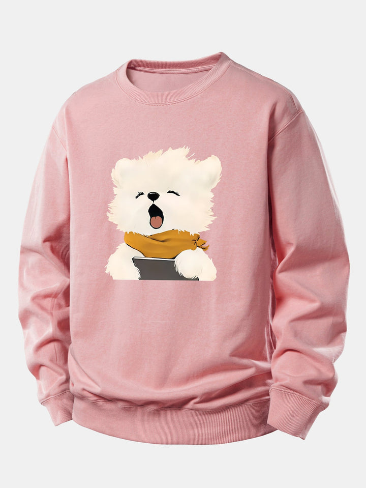 Yawning Puppy Print Relax Fit Sweatshirt