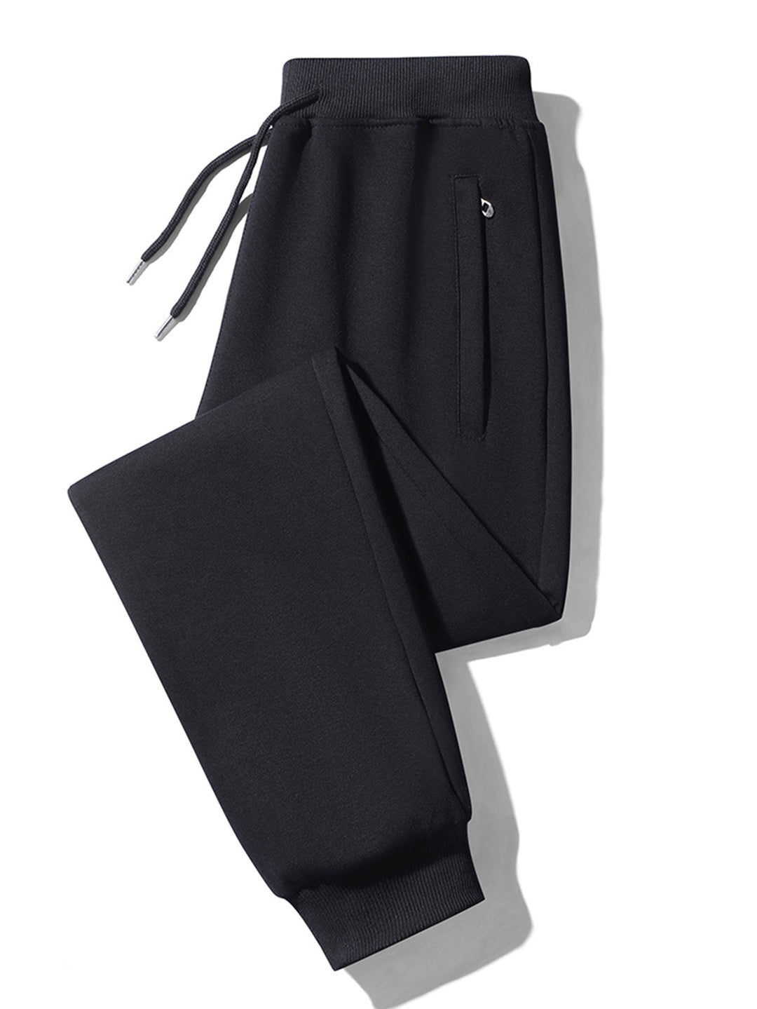 Solid Zipper Pocket Cotton Jogger Pants