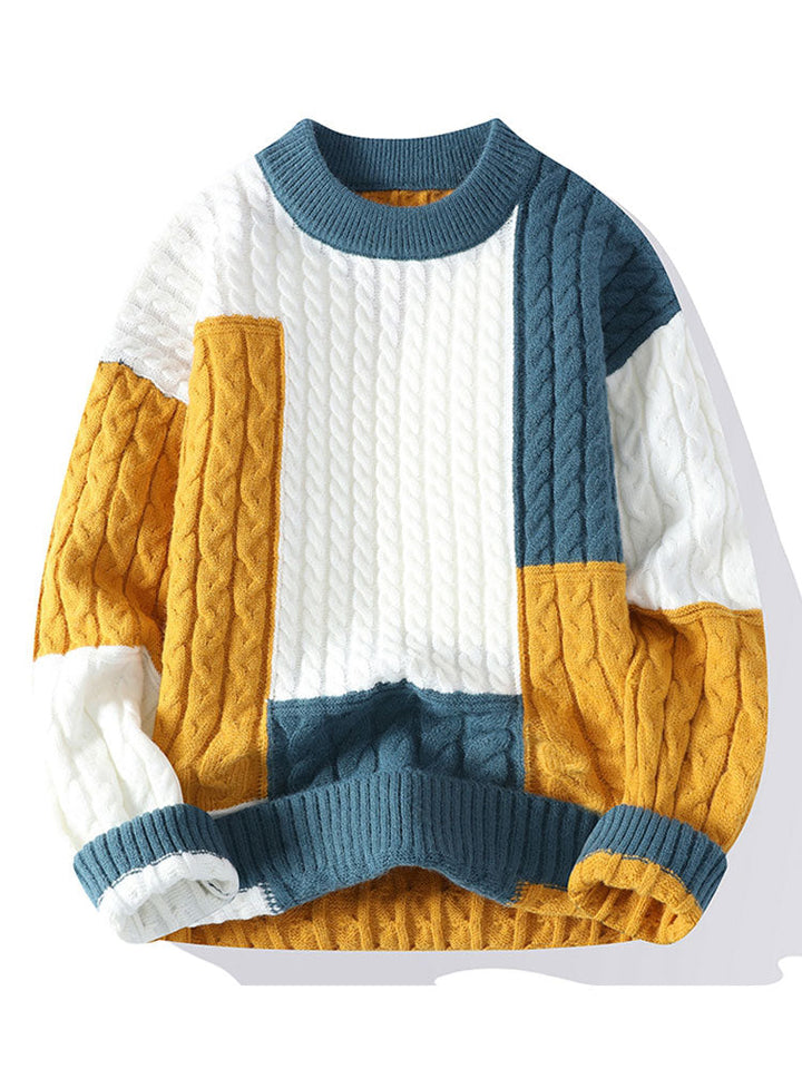 Color Block Twist Jacquard Sweater