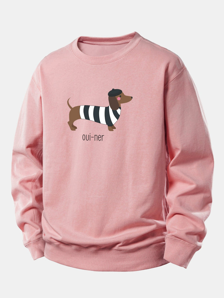 French Dachshund Print Relax Fit Sweatshirt