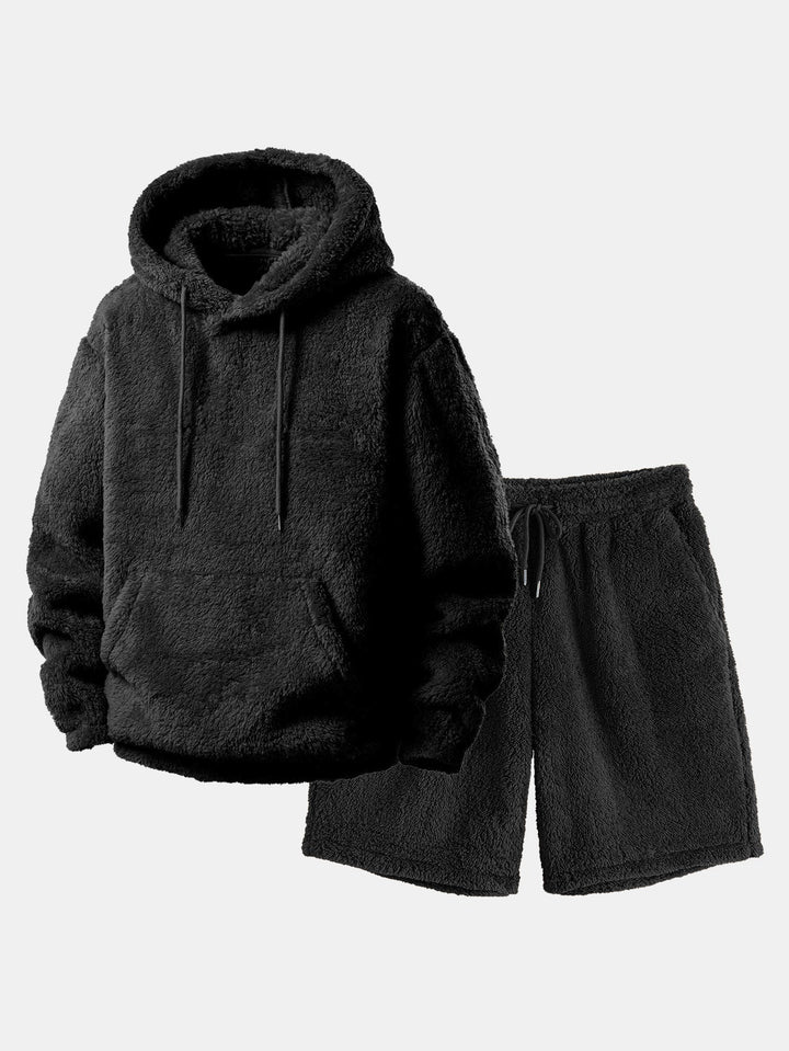 Basic Teddy Hoodie & Teddy Drawstring Shorts