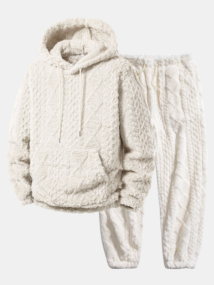Geometry Jacquard Teddy Hoodie & Jogger Pants