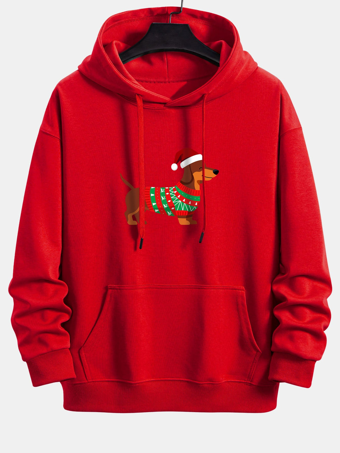 Christmas Dachshund Print Relax Fit Hoodie