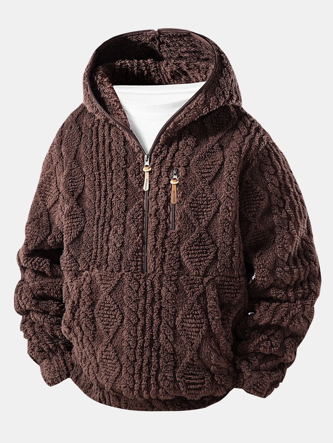 Geometric Jacquard Teddy Half-Zip Hoodie