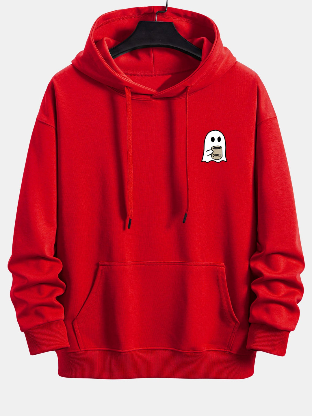 Ghost Drinking Coffee Print Relax Fit Hoodie