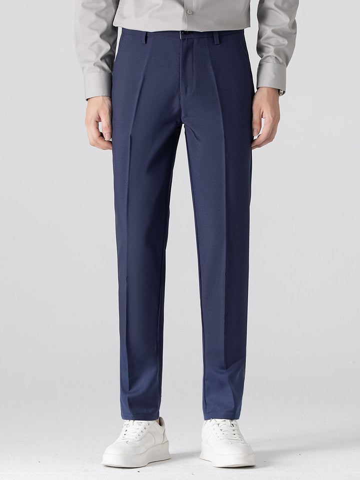 Texture Contrast Knitted V Neck Polo Shirt & Slim Fit Tapered Trousers