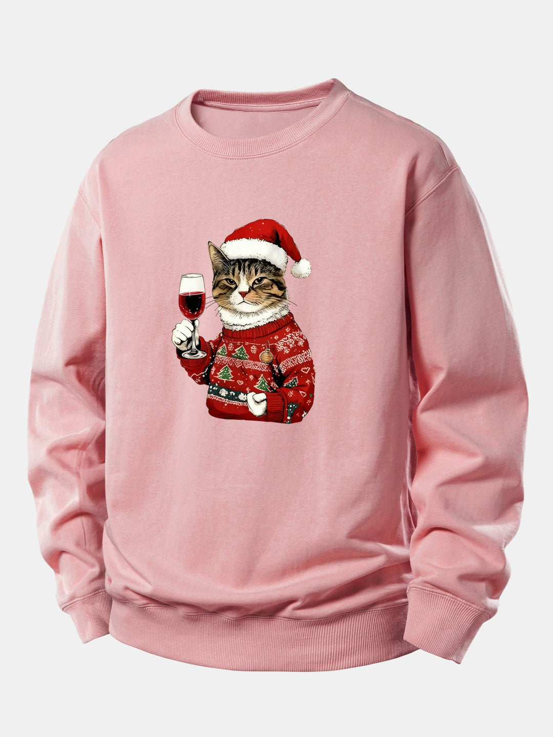 Christmas Cat Print Relax Fit Sweatshirt