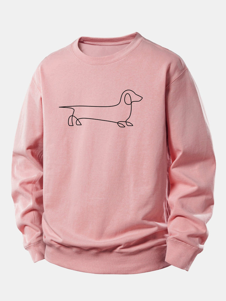 Line Dachshund Print Relax Fit Sweatshirt