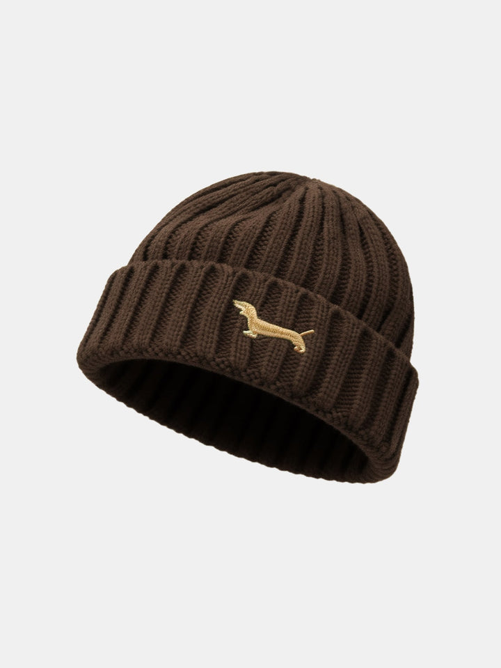 Dachshund Embroidered Pattern Thick And Warm Knitted Hat