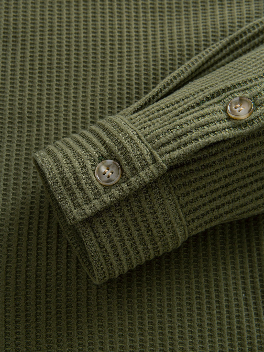 Long Sleeved Waffle Button Up Shirt