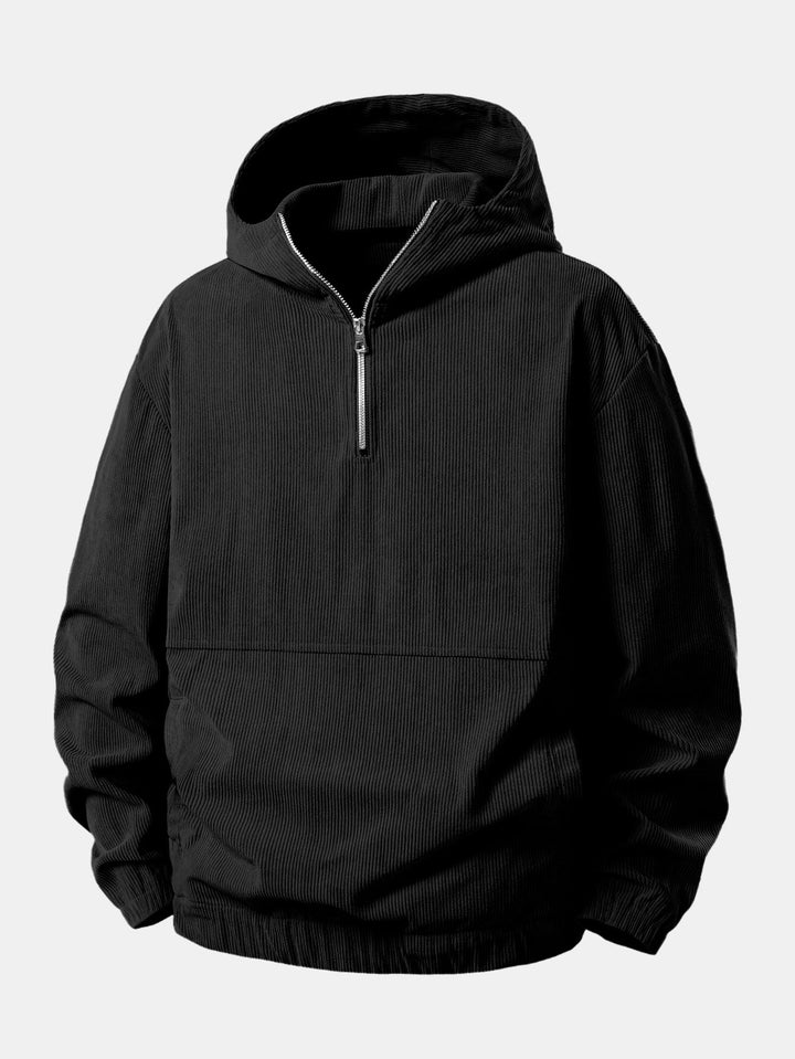 Relax Fit Corduroy Half-Zip Hooded Pullover & Straight Leg Corduroy Pants