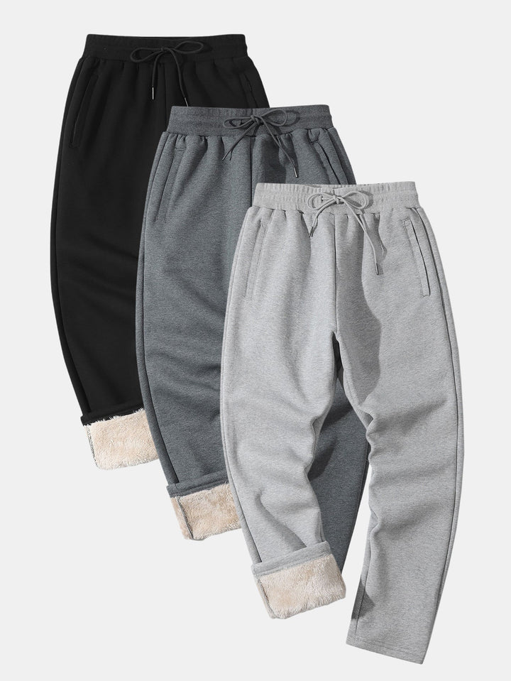 3 Pieces Teddy Lined Straight Leg Pants