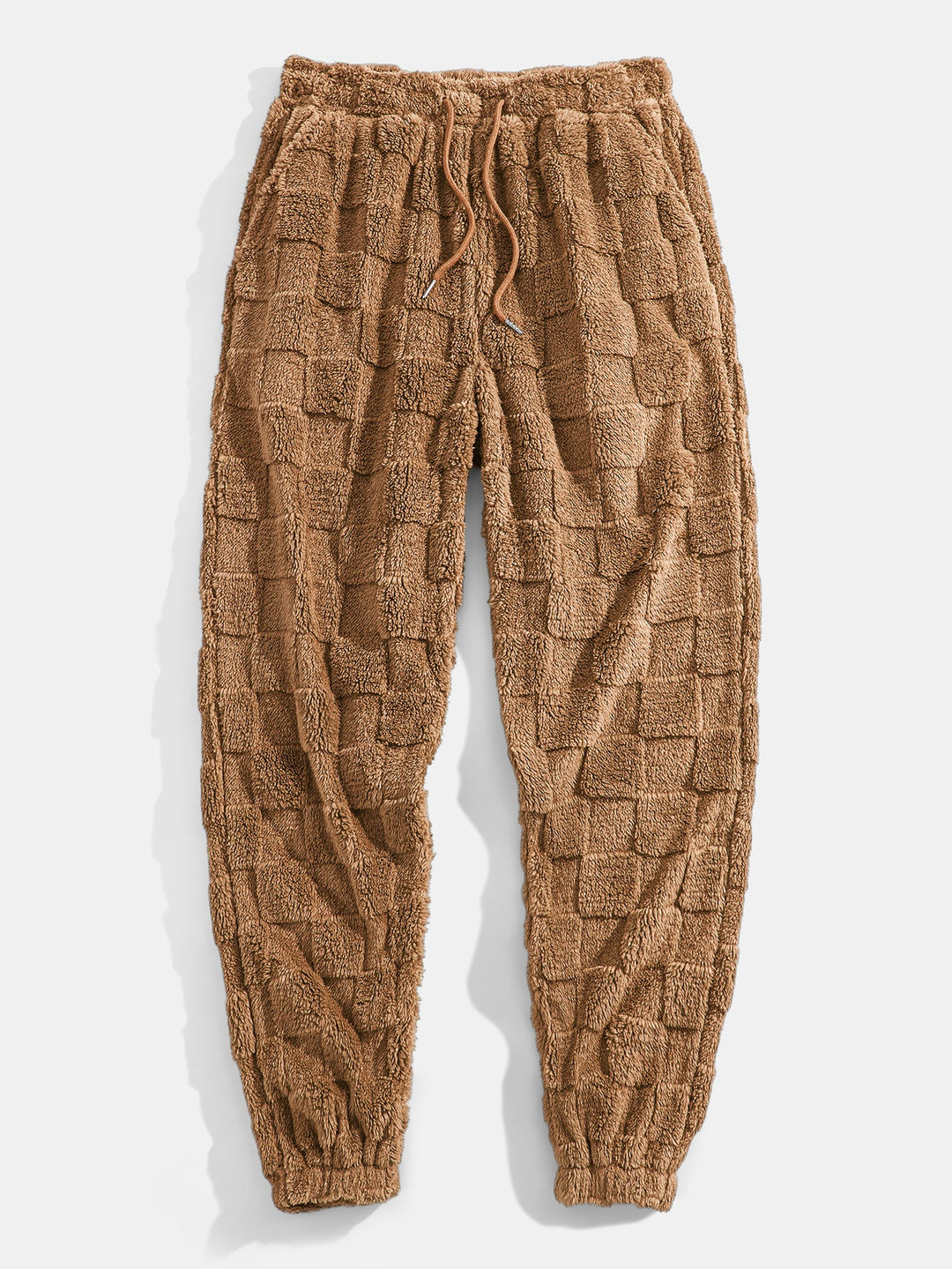 Relax Fit Checkerboard Kangaroo Pocket Teddy Hoodie & Jogger Pants