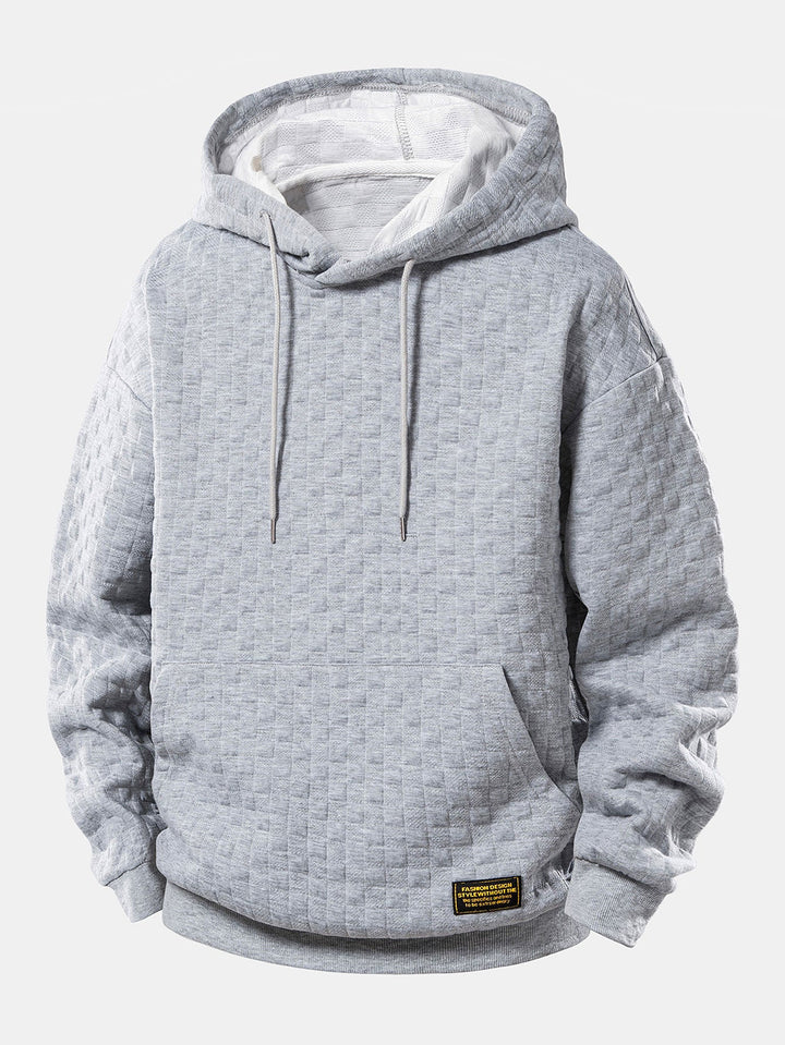 Relax Fit Checkerboard Jacquard Hoodie