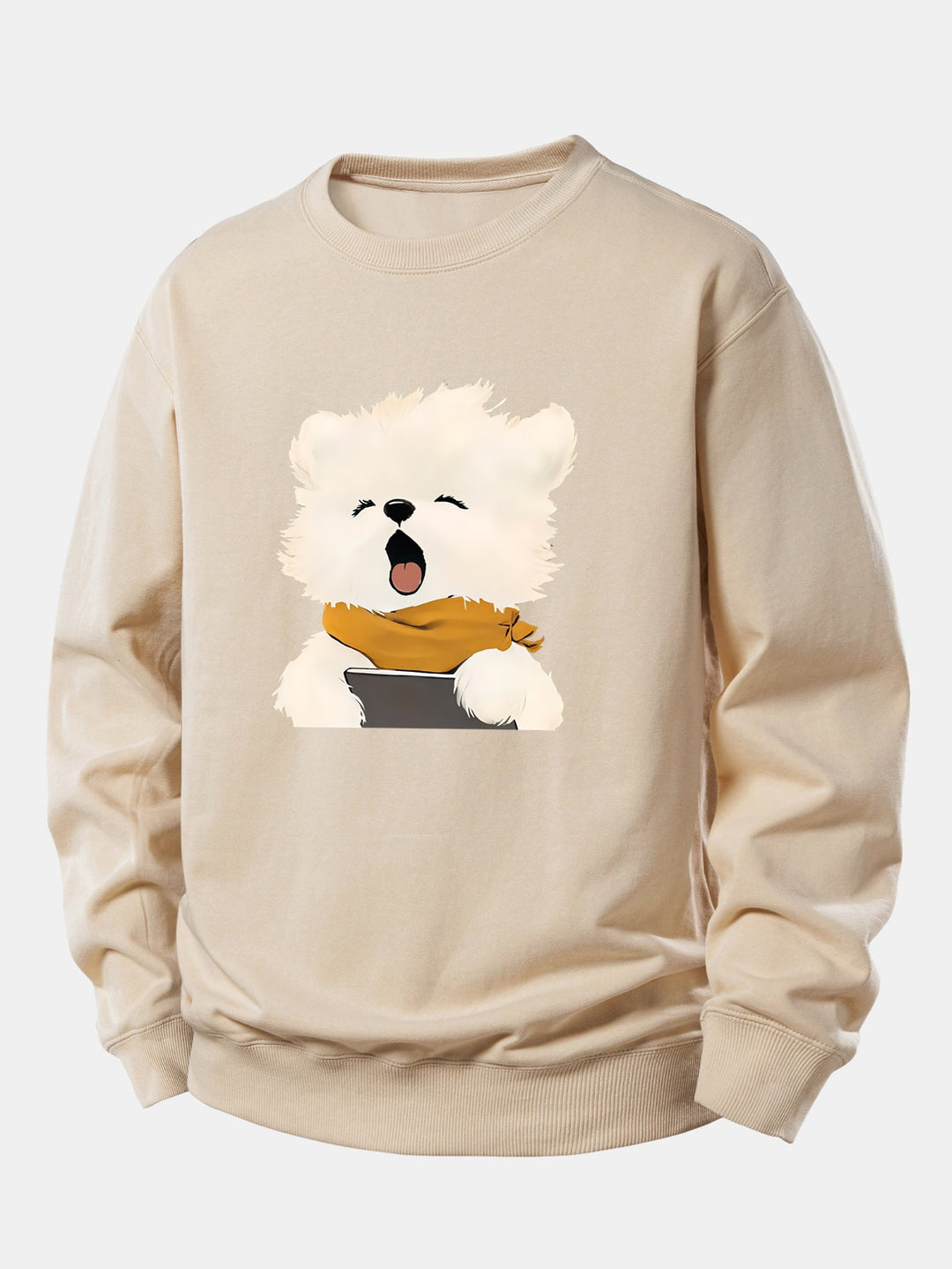 Yawning Puppy Print Relax Fit Sweatshirt