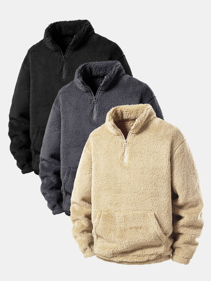 3 Pieces Quarter Zip Teddy Sweatshirts