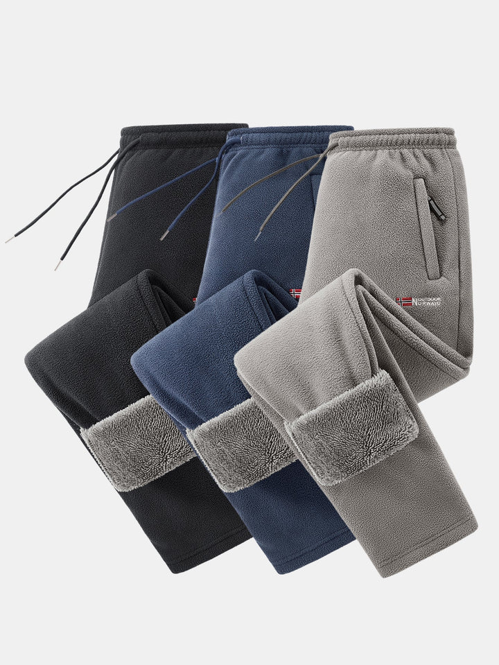 3 Pieces Teddy Lined Straight Leg Polar Fleece Pants