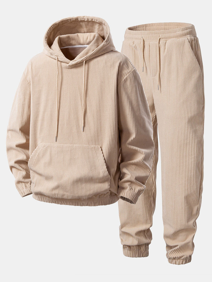 Corduroy Hoodie With Kangaroo Pocket & Corduroy Jogger Pants