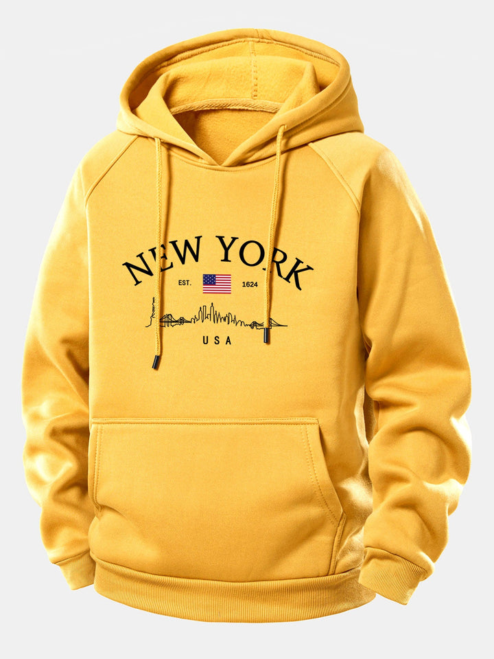 New York Print Drawstring Hoodie