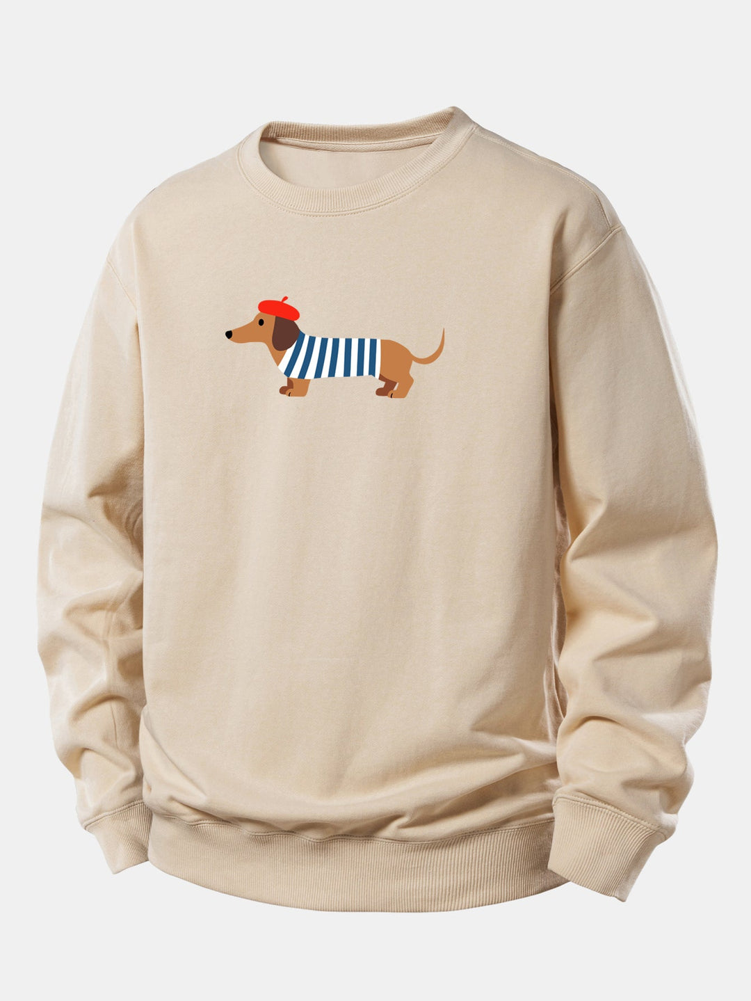 French Dachshund Print Relax Fit Sweatshirt