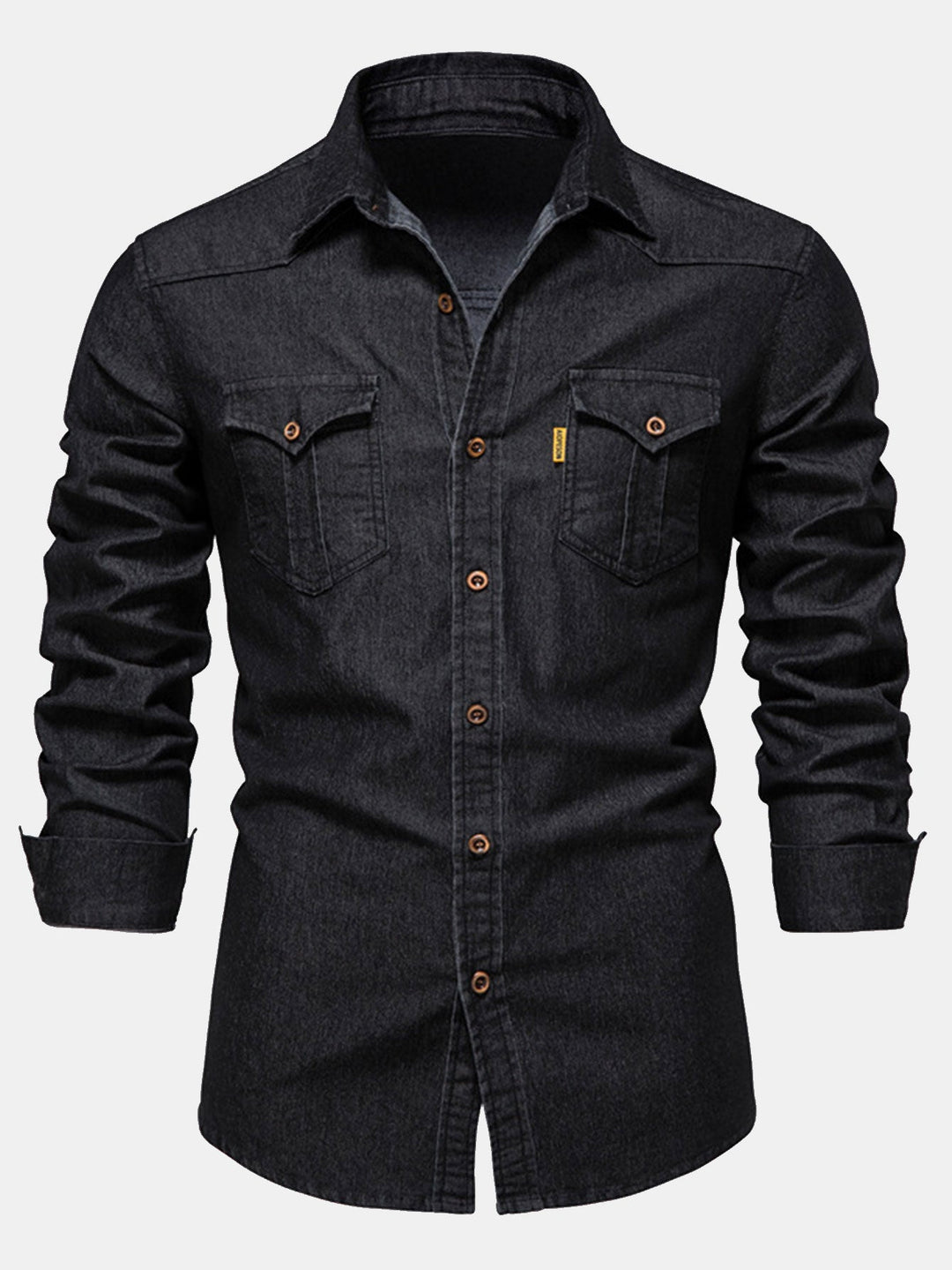 Washed Denim Western Shirt With Pockets