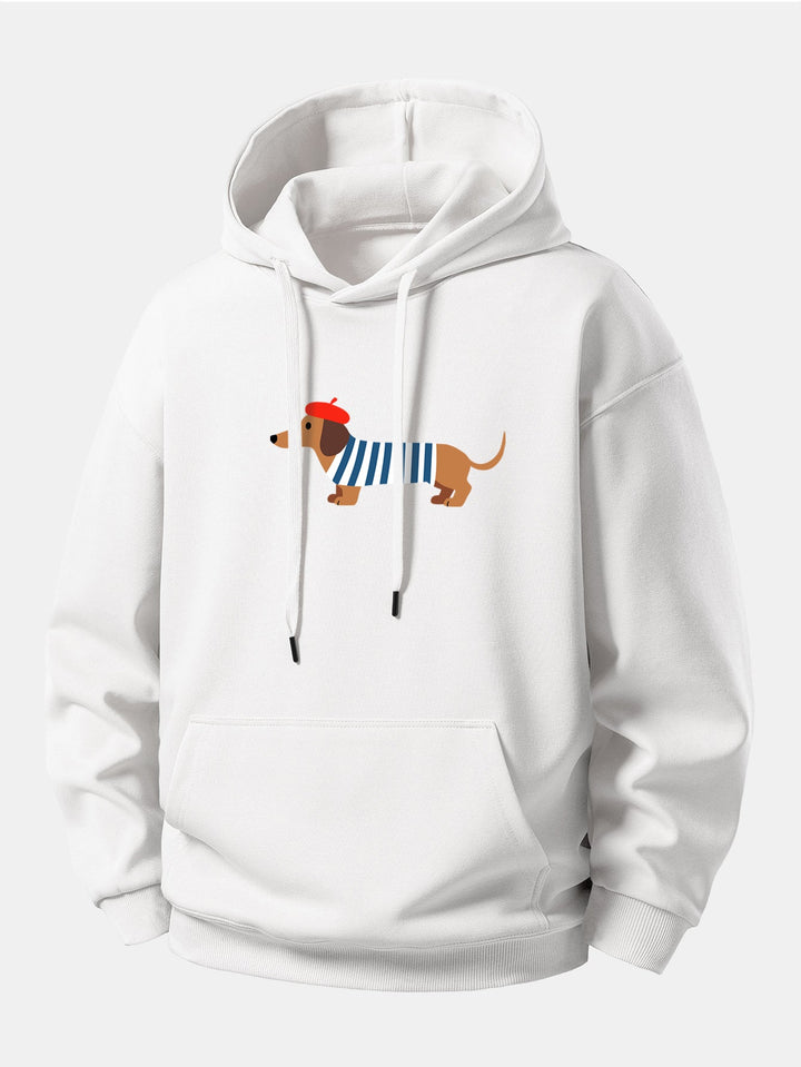 French Dachshund Print Relax Fit Hoodie