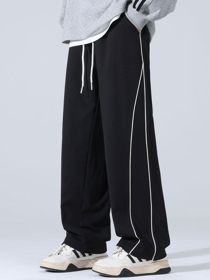 Calças de Perna Larga com Listras Laterais