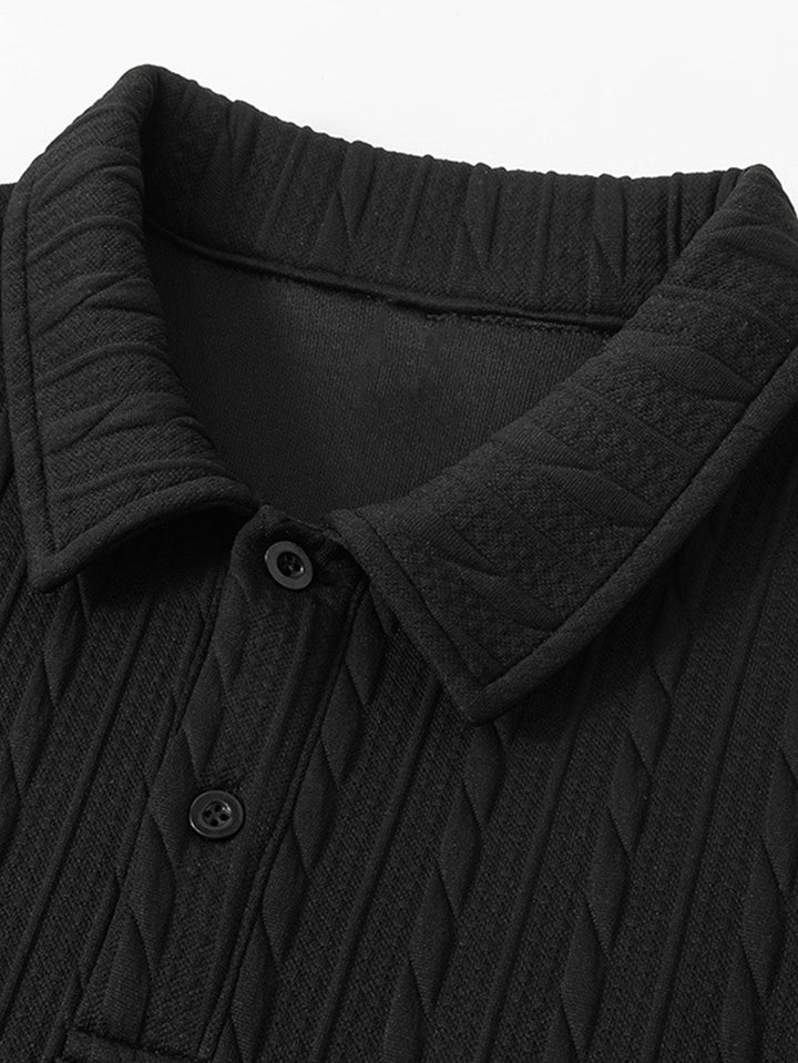 Relax Fit Twisted Jacquard Polo Sweatshirt