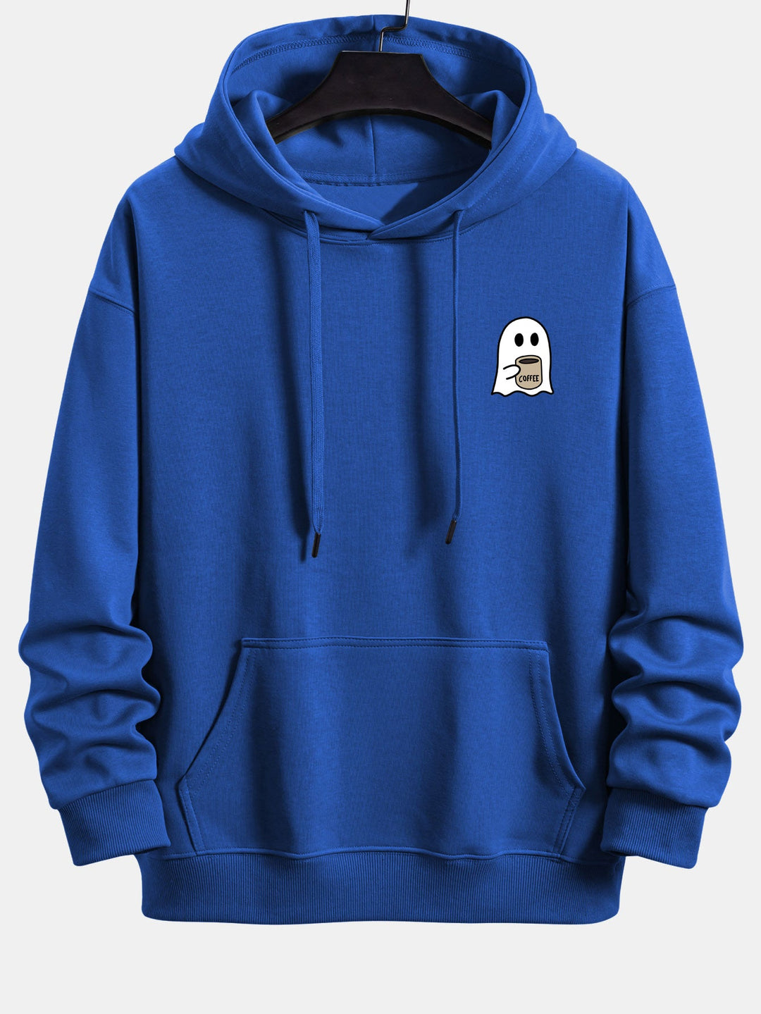 Ghost Drinking Coffee Print Relax Fit Hoodie