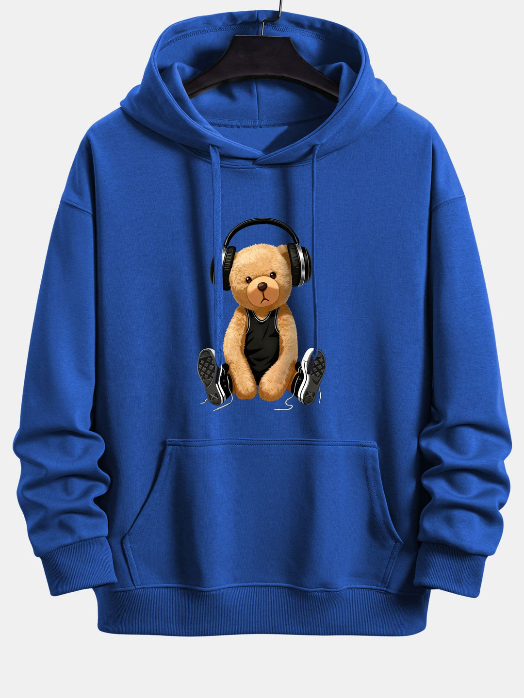 Headphone Teddy Bear Print Relax Fit  Hoodie